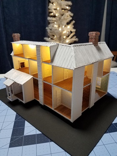 Corner Christmas tree village display. Made with 4 removable stackable  plywood plat…