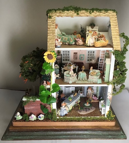 Antique Victorian Diorama Nursery Shadow Box Mother & Baby Dollhouse  Miniature